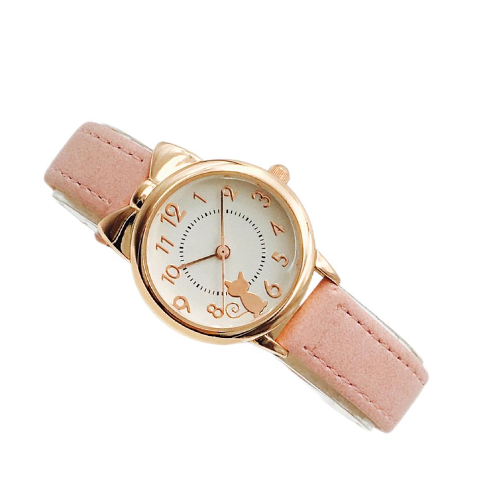 Girl Watch Watch Cat Multi-Color Quartz Watches Clocks for Girl Wristwatch Rosette Watches Colorful Student Watches for Girls (Color : Gold-Pink)