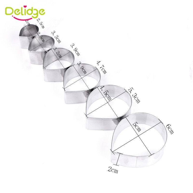 Delidge 6pcs Set Stainless Steel Rose Flower Cookie Cutters