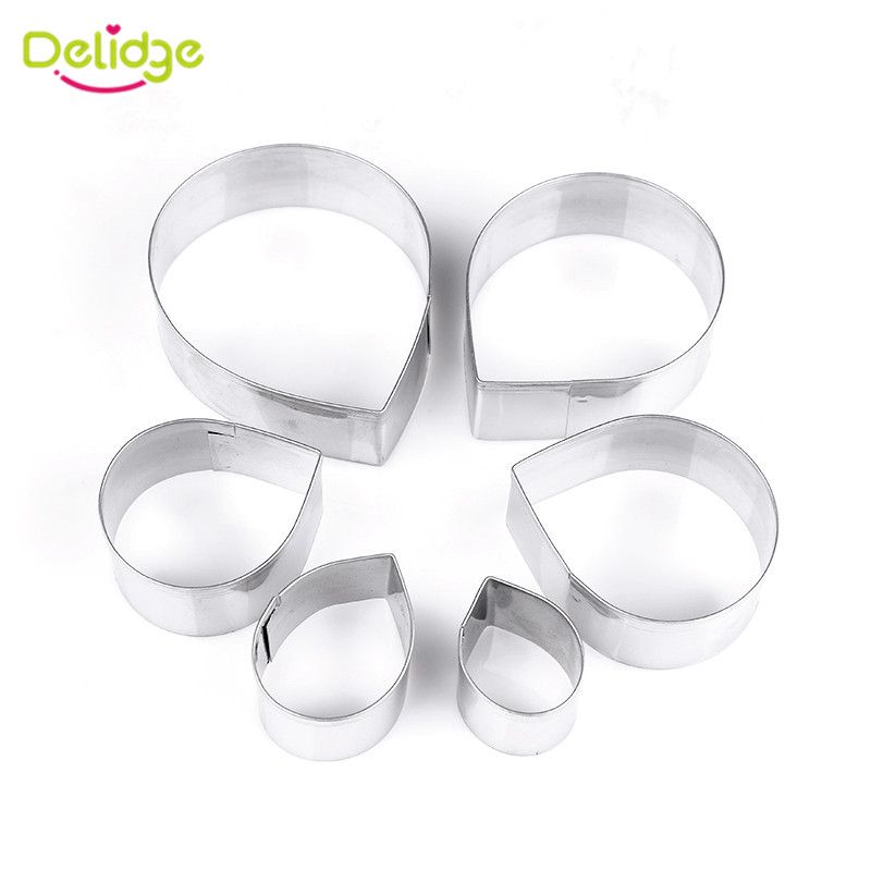 Delidge 6pcs Set Stainless Steel Rose Flower Cookie Cutters