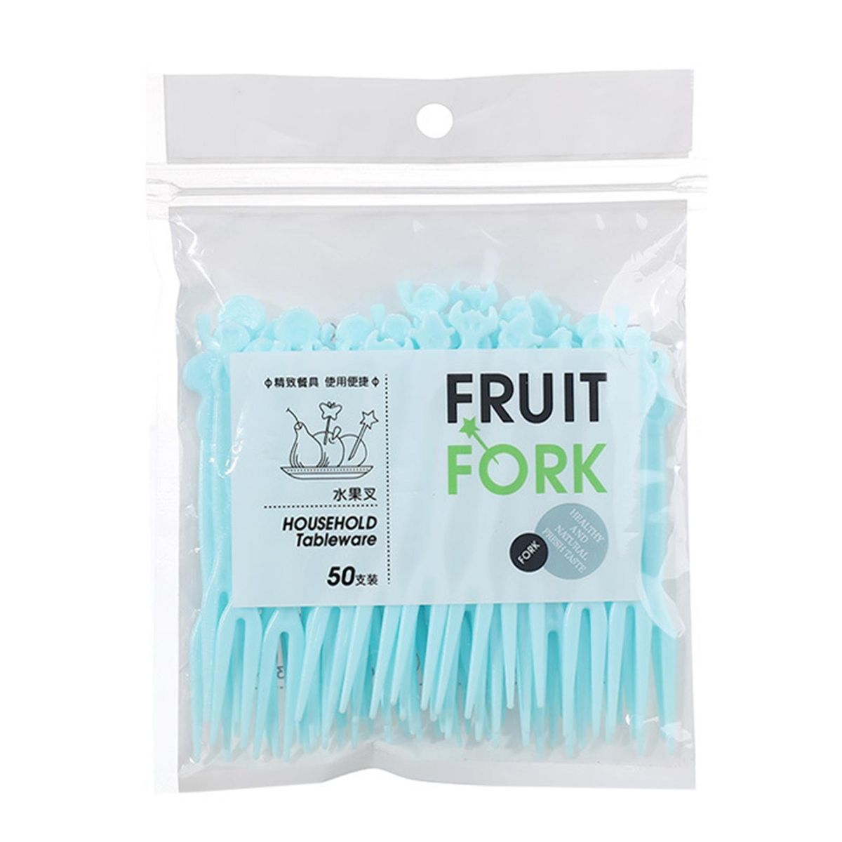 50PcsSet Cake Fork Lovely Children Fruit Cake Fork Blue