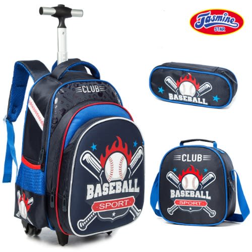 Baseball Sport Trolley School Bag - 3 In 1 Big Set