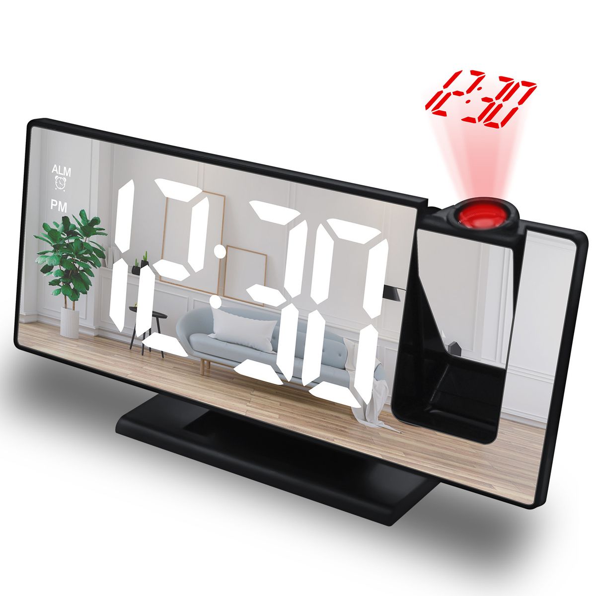 LED Digital Alarm Clock Projection With Humidity Mirror
