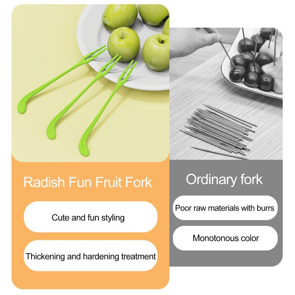 Kids Food Picks Radish Delight Fruit Fork Set 30pcs Non-slip for Easy White