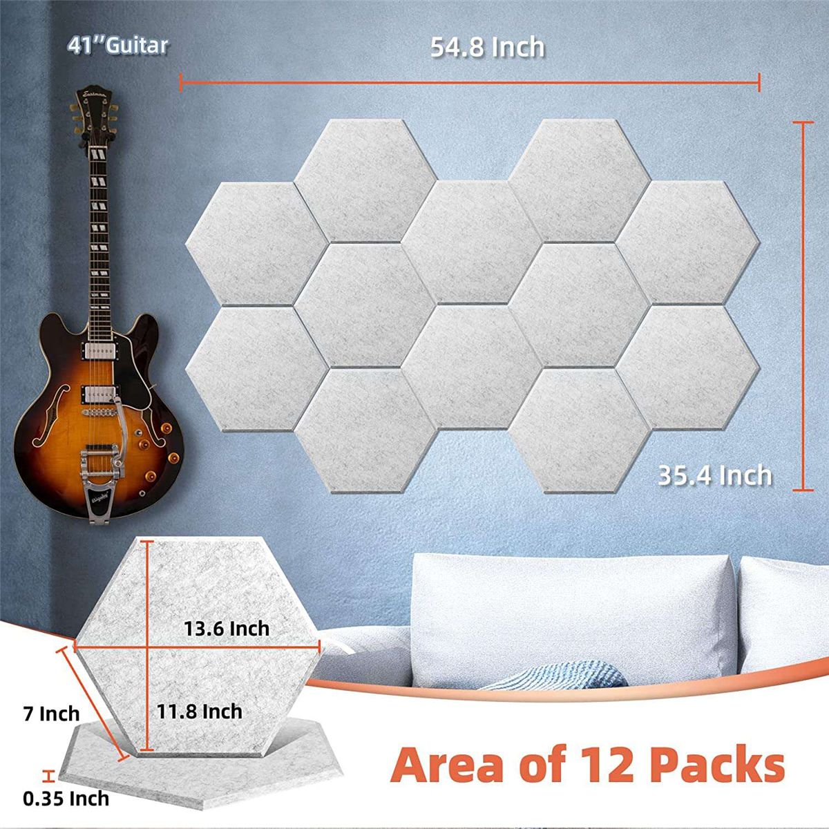 12 Pack Acoustic PanelsSelf-Adhesive Acoustic PanelsSound Proof Foam PanelsSoundproof Wall PanelsSilver Gray