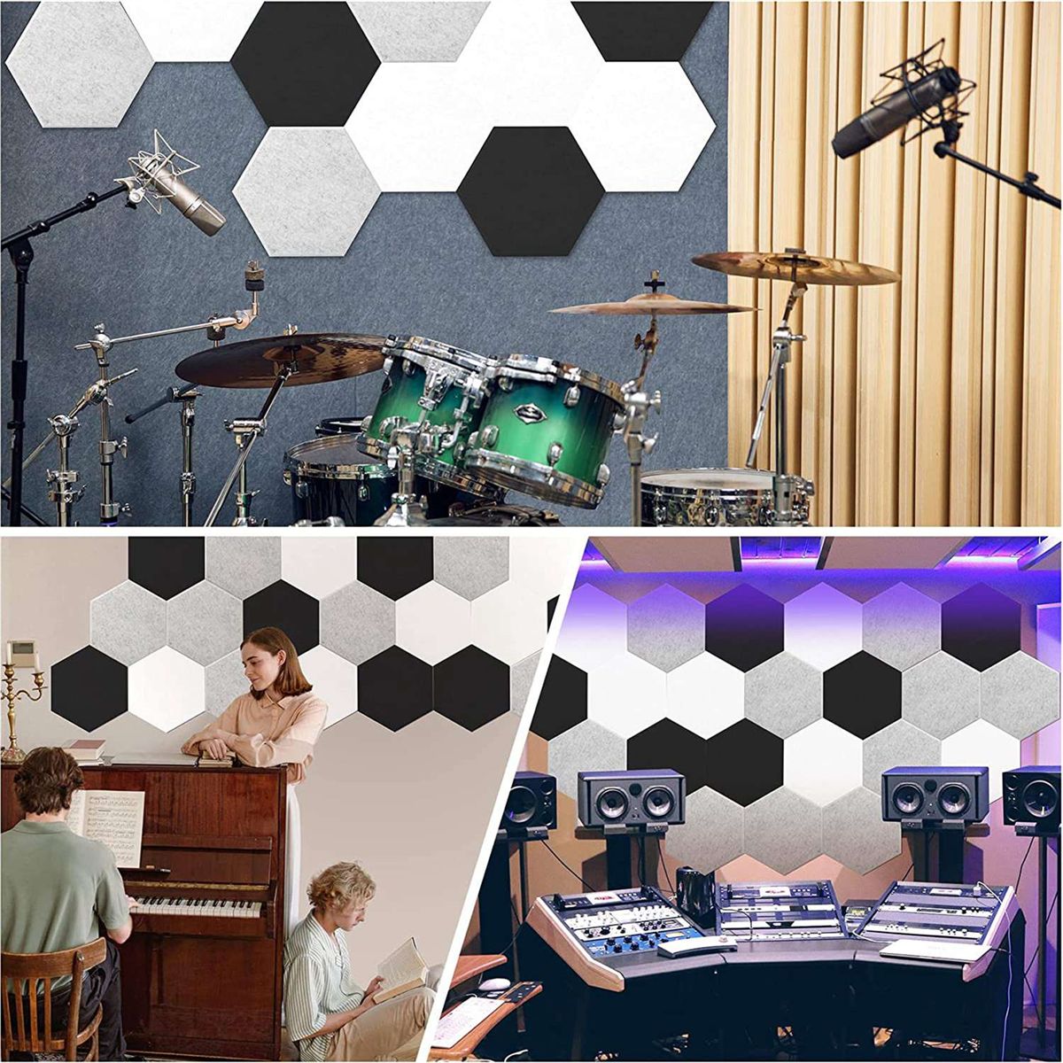 12 Pack Acoustic PanelsSelf-Adhesive Acoustic PanelsSound Proof Foam PanelsSoundproof Wall PanelsSilver Gray
