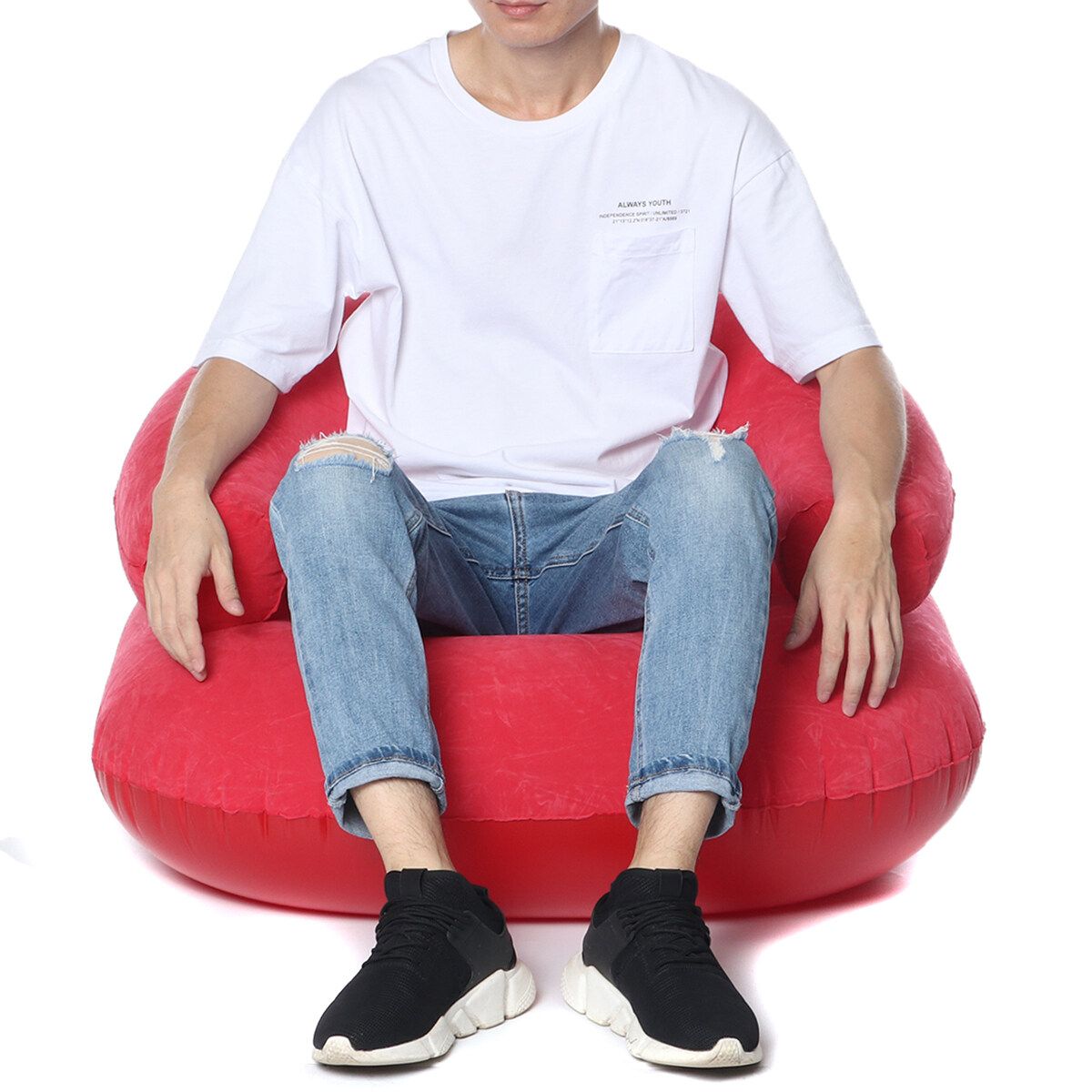 Indoor Inflatable Blow Up Dorm Room Lounge Air Chair Bean Bag Lazy Chair Red