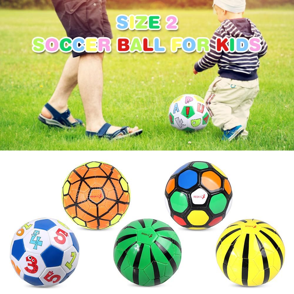 Size 2 Kids Soccer Ball Inflatable Soccer Training Ball Gift for Children Students