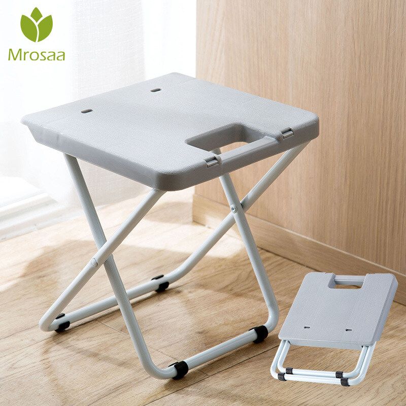 Simple Portable Folding Stools Chair For Bullet Train Small Plastic Chairs Home Office Dark Grey