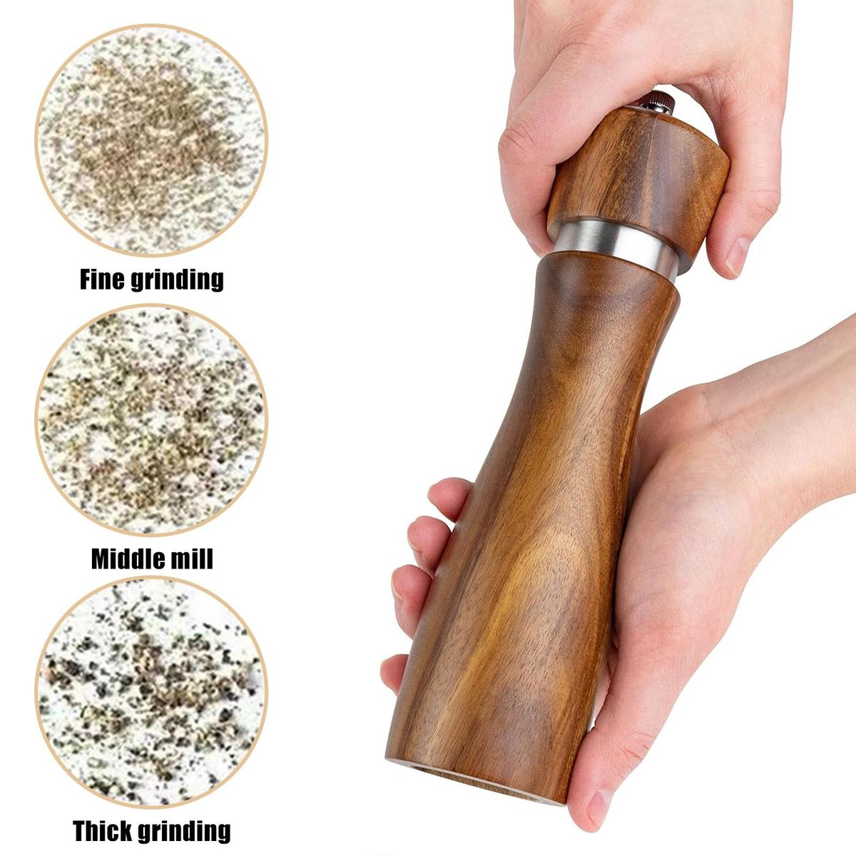 Refillable Salt Pepper Grinder Modern Wood Salt Pepper Set Stylish Wooden Color