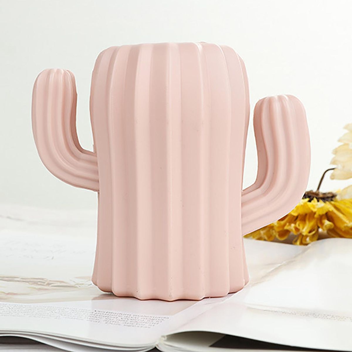 Brush Holder Desktop Organizer Cup Storage Box For Home Pink