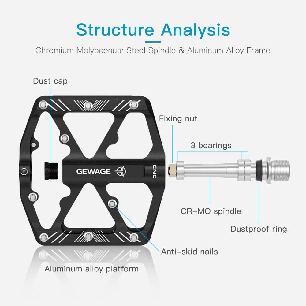 Bike Pedals Aluminum Alloy Bicycle Pedals with Reflectors Mountain Bike Pedals Non-Slip Cycling Pedals Platform