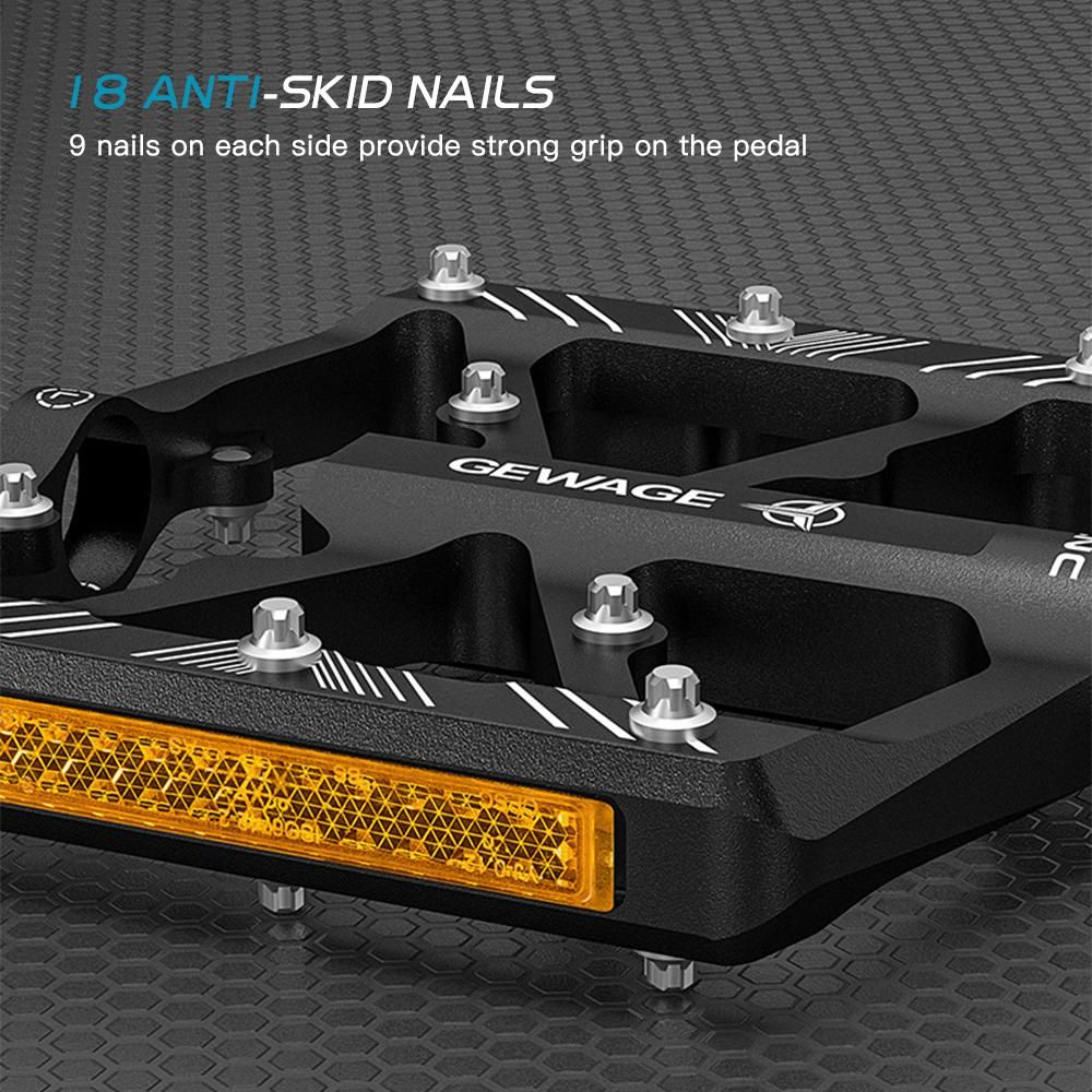 Bike Pedals Aluminum Alloy Bicycle Pedals with Reflectors Mountain Bike Pedals Non-Slip Cycling Pedals Platform