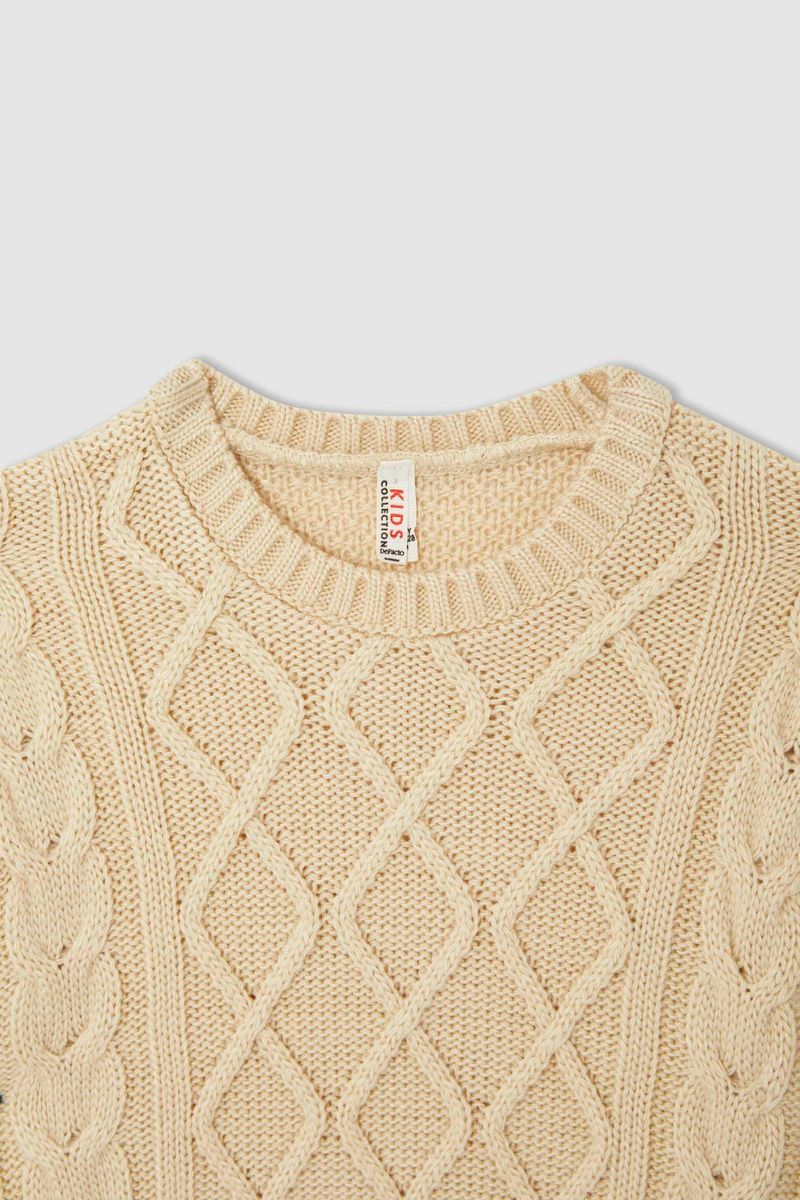 Girl - Relax Fit Crew Neck Tricot Pullover - Beige