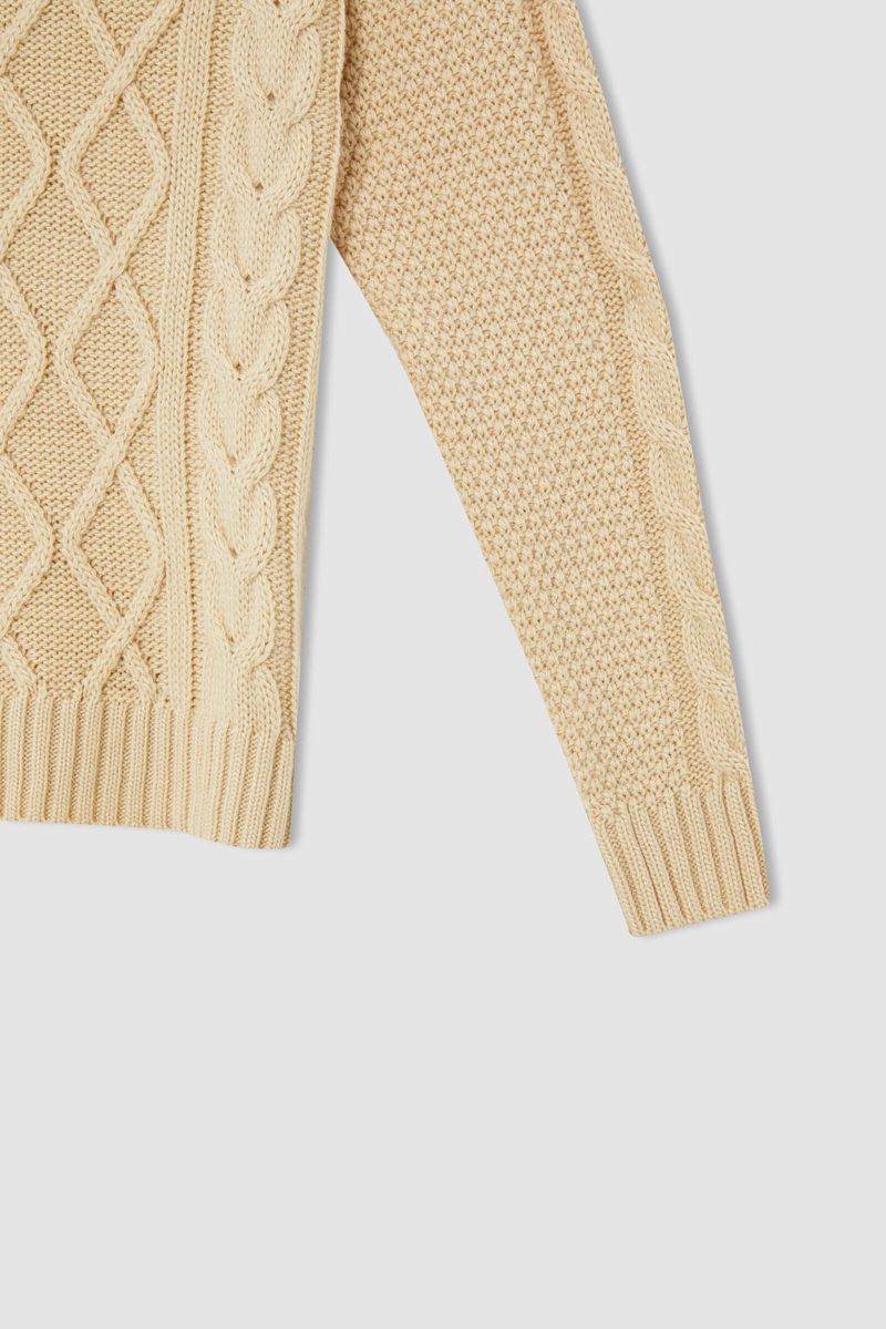 Girl - Relax Fit Crew Neck Tricot Pullover - Beige