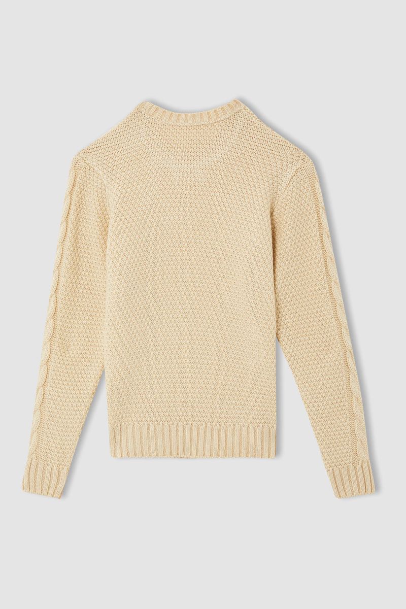 Girl - Relax Fit Crew Neck Tricot Pullover - Beige