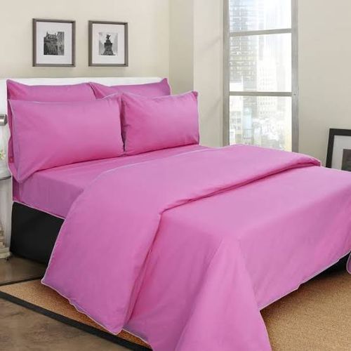 Plain Pink Bedspread With Pillow Cases