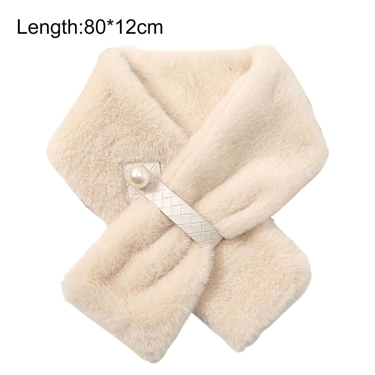 Furry Scarf Wrap Winter Thickened Double-sided Furry Scarf Wrap Beige