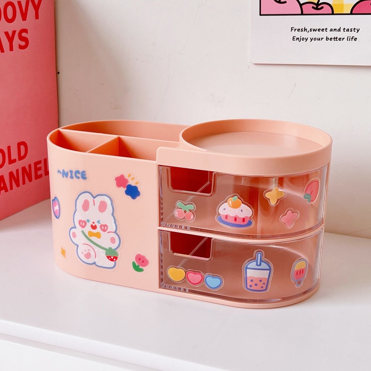 Pen Holder Cosmetic Sundries Stationery Organizer Pink