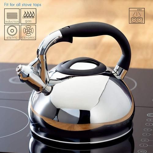 Tea Kettle, 3.2QT(3 Liter) Teapot Whistling Kettle, Food Grade Stainless Steel Teakettle Tea Pots For Stove Top, Silver