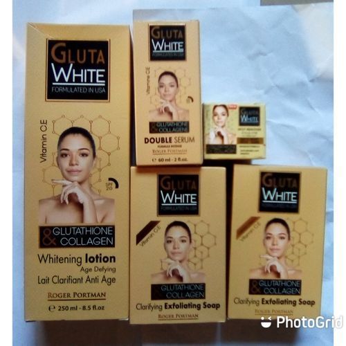 Glutathione & Collagen Lightening Set (Lotion,2pcs Soap,Serum,Face Cream)