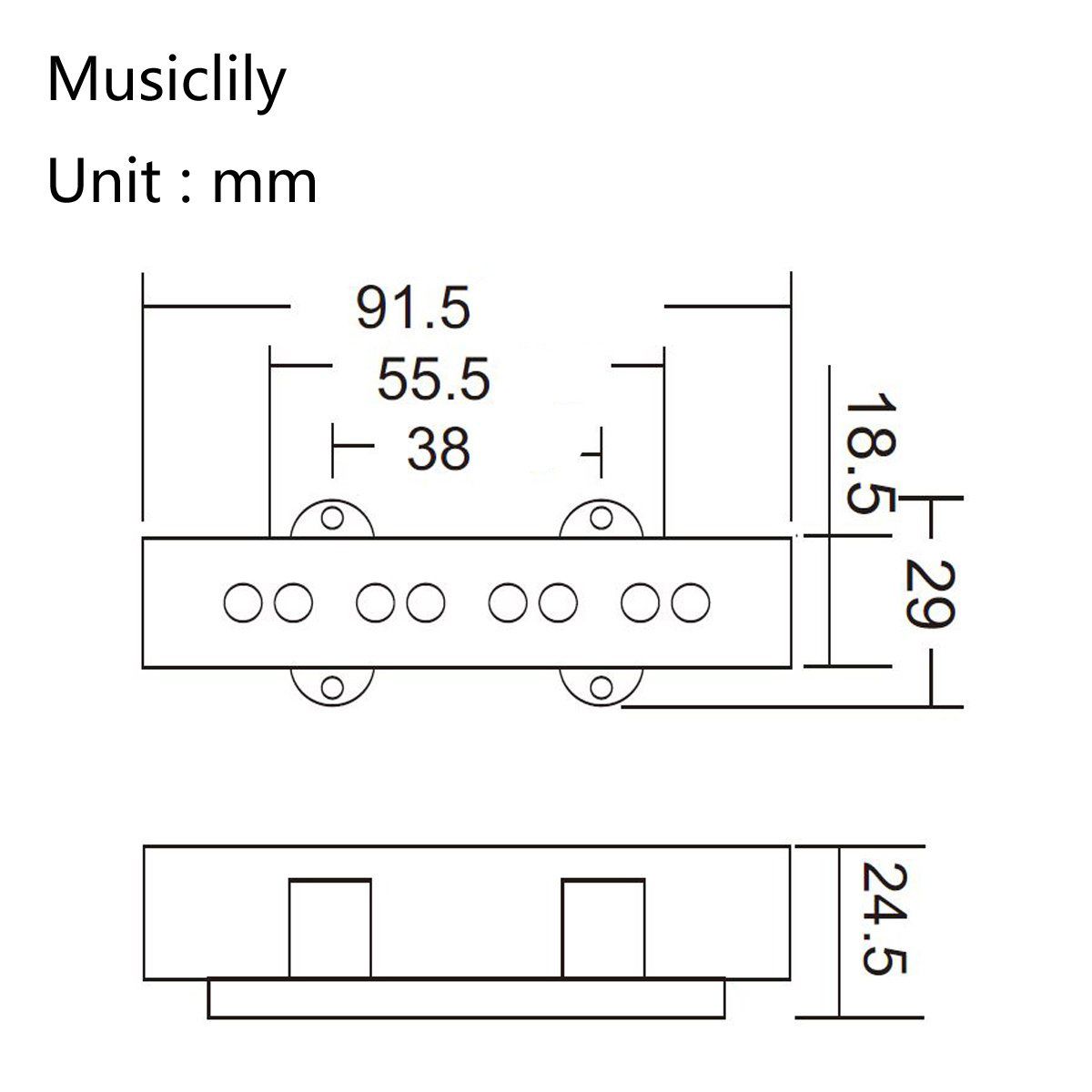 Pro Electric Bass Open Type Noiseless Bridge Pickup For 4