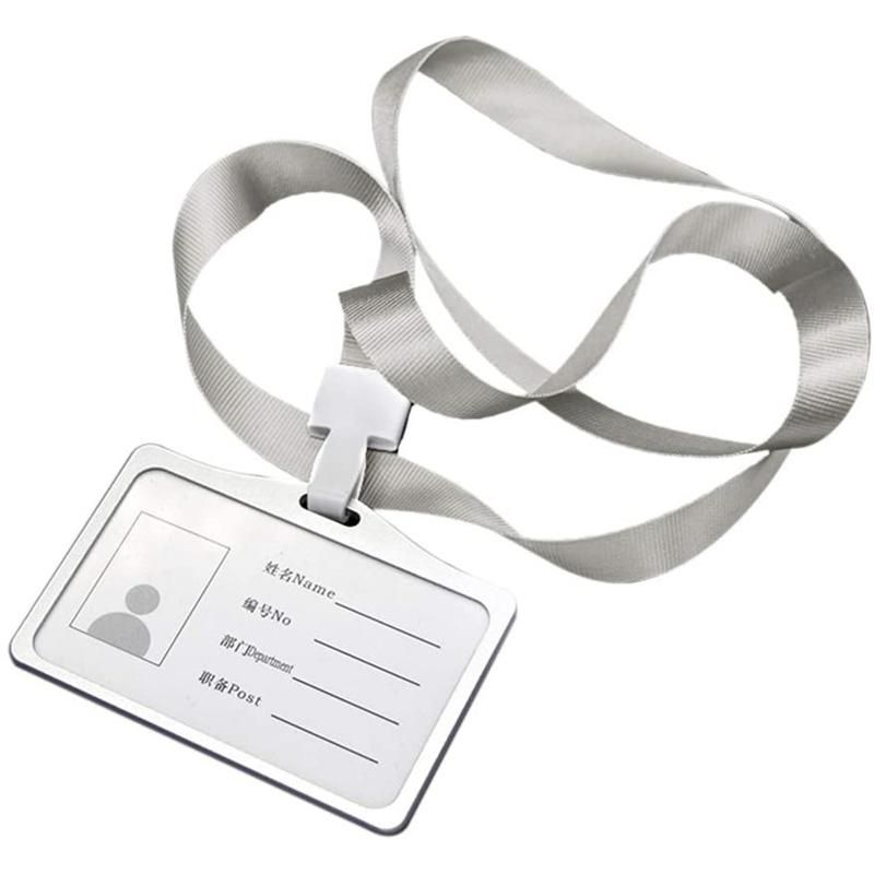 Horizontal Style Aluminum Alloy ID Card Holder with Lanyard