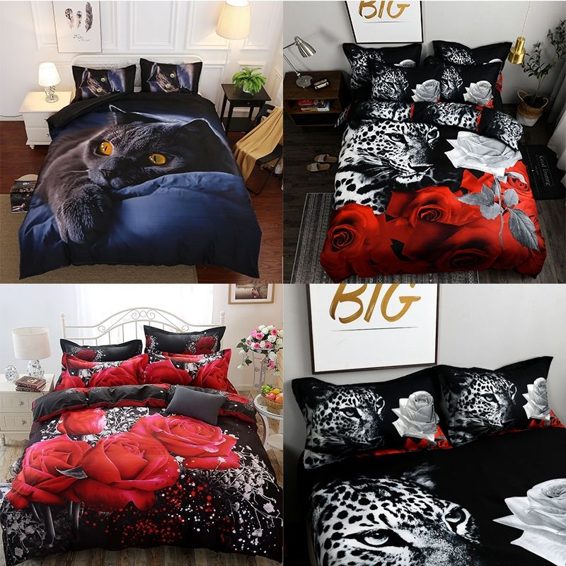 3D Jacquard Weave Bedding Cover + Bed Sheet + Pillow Case