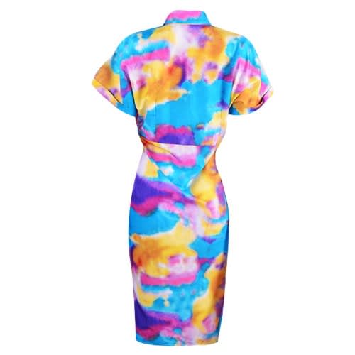 Floral Print Ruched Shirt Dress