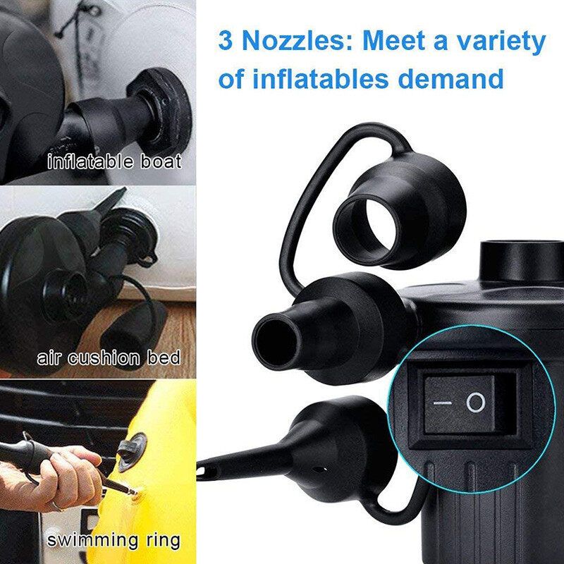 Electric Air Pump Inflate Deflate With 3 Nozzles AC220V Portable For Swimming Pool Balloon Toys Bed Compression Bag Mattress
