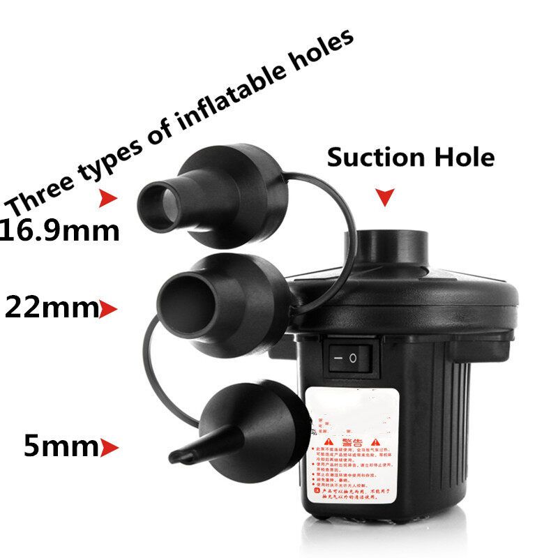 Electric Air Pump Inflate Deflate With 3 Nozzles AC220V Portable For Swimming Pool Balloon Toys Bed Compression Bag Mattress