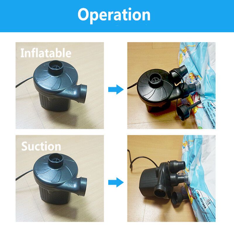 Electric Air Pump Inflate Deflate With 3 Nozzles AC220V Portable For Swimming Pool Balloon Toys Bed Compression Bag Mattress
