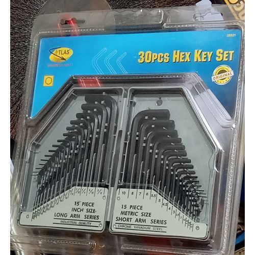 Atlas 30 Piece Hex Allen Key Wrench Set - SAE/MM 0.028