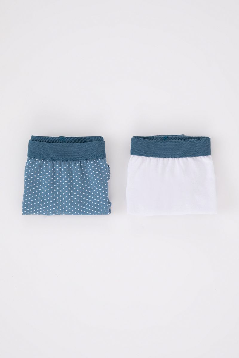 2 Piece Girl Casual Regular Fit Knitted Boxer - White