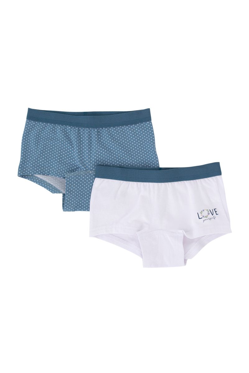 2 Piece Girl Casual Regular Fit Knitted Boxer - White