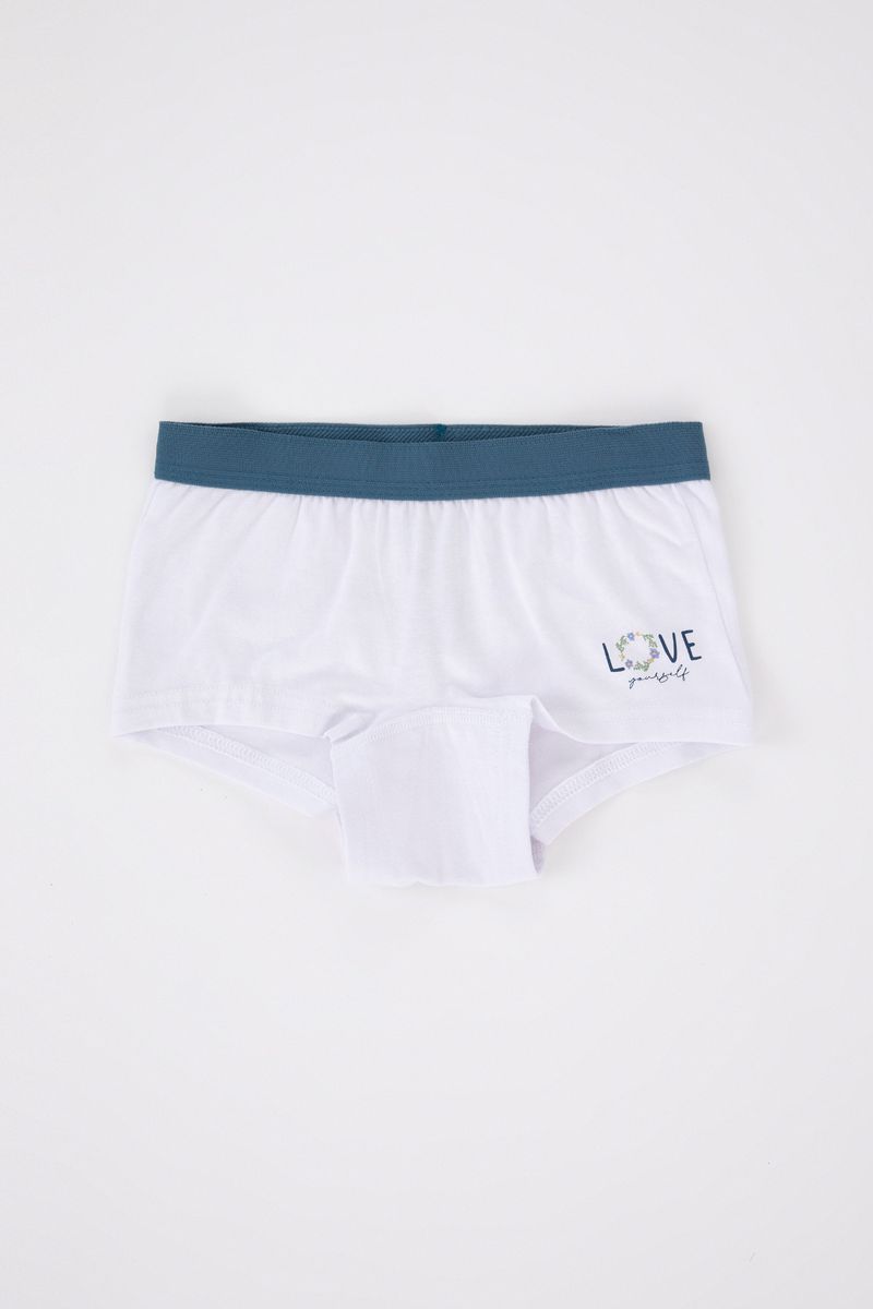 2 Piece Girl Casual Regular Fit Knitted Boxer - White