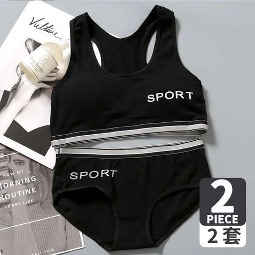 2 Sets Teenage Bras Set Underwear Sport Bra For Girl 7-14 Years Old