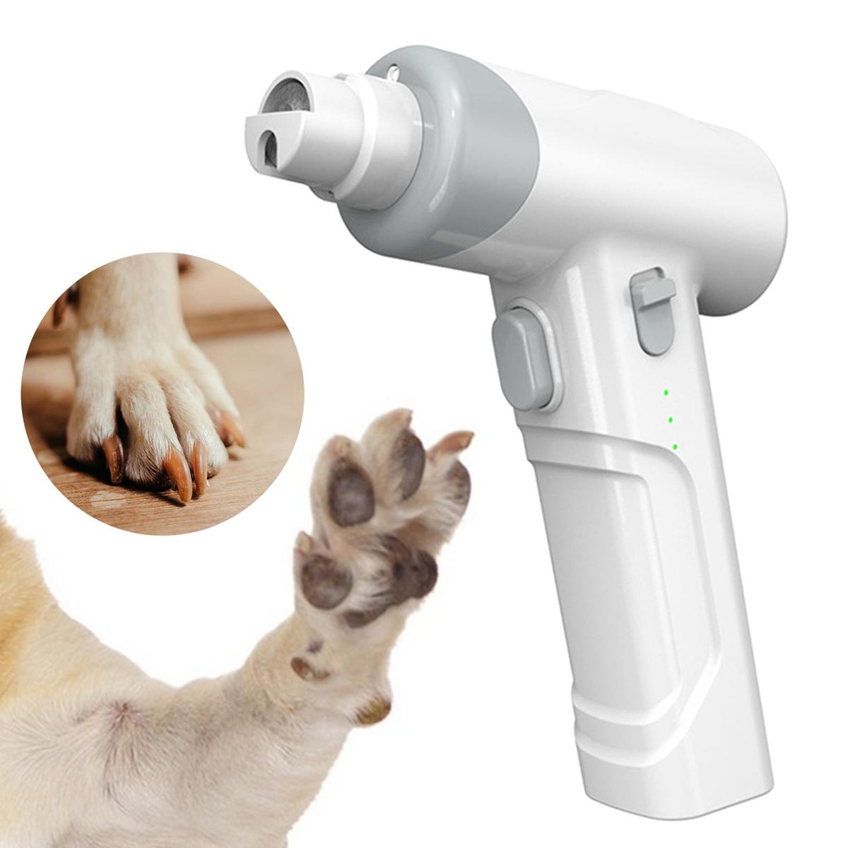Quiet Electric Pet Nail Grinder Paws Trimmer  Cat Dog White