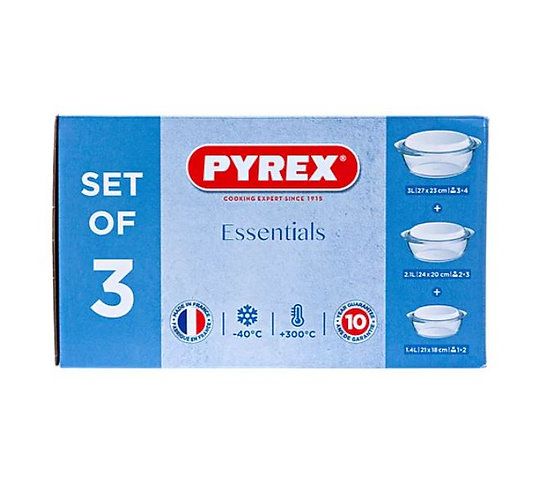 Essentials 3 Piece Glass Casserole Set