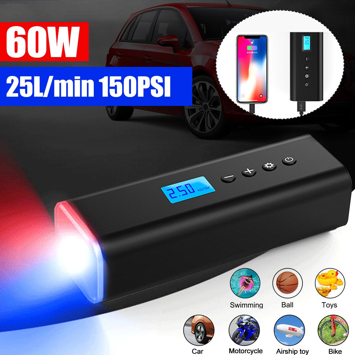 12V 150PSI 25L/min Cordless Air Pump Air Compressor For Phone Car Bicycle Balls A