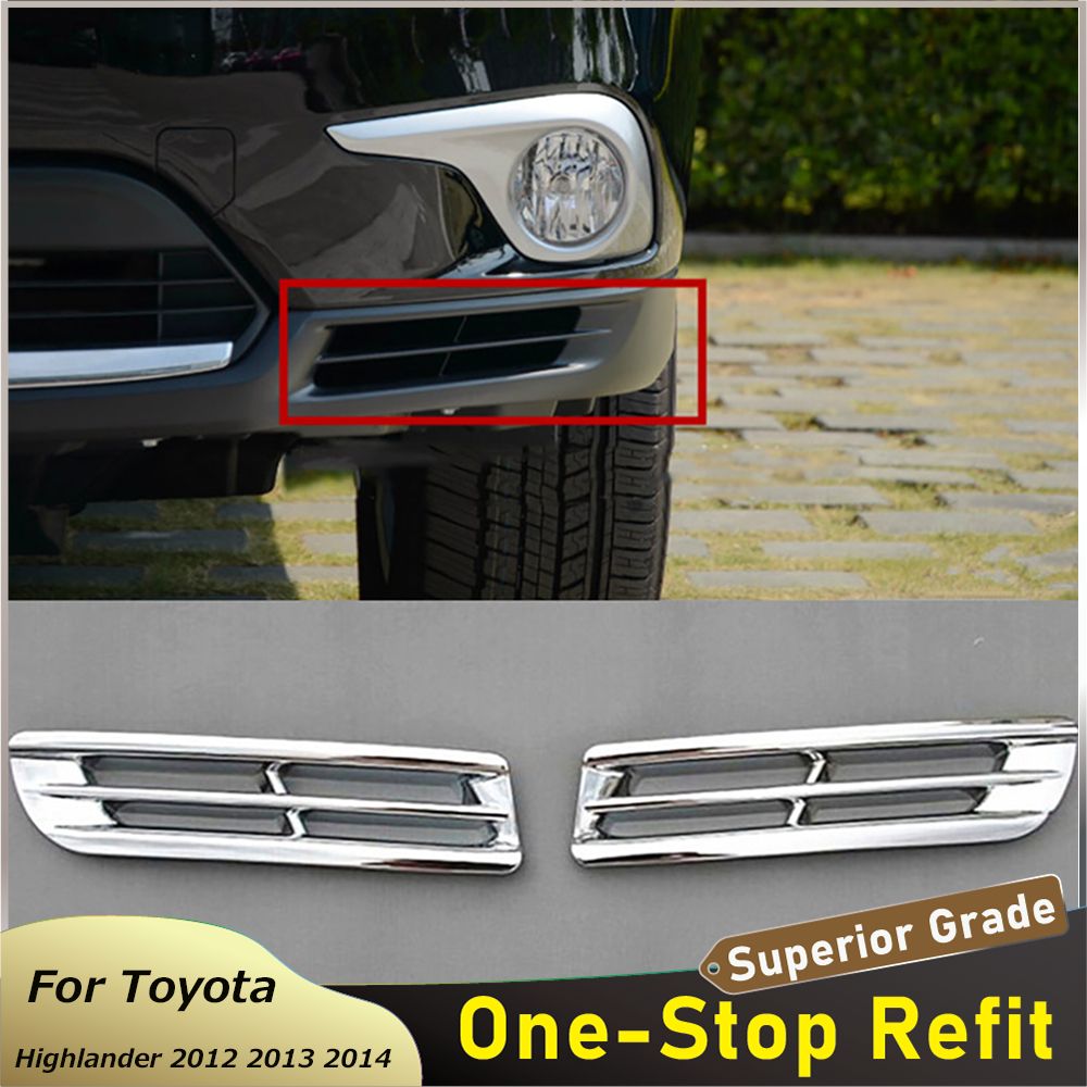 Car Styling For Toyota Highlander 2012 2013 2014 ABS Chrome Front Bottom Fog Lamp Cover Frame Stickers