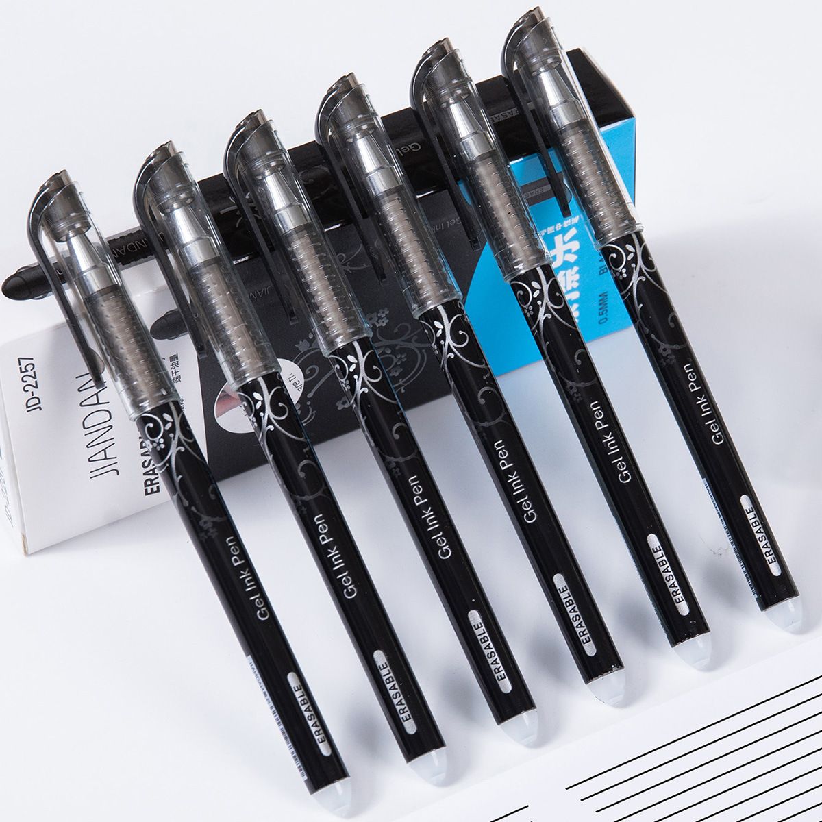 Erasable Black Ink Gel Pen For Writing - 12Pcs
