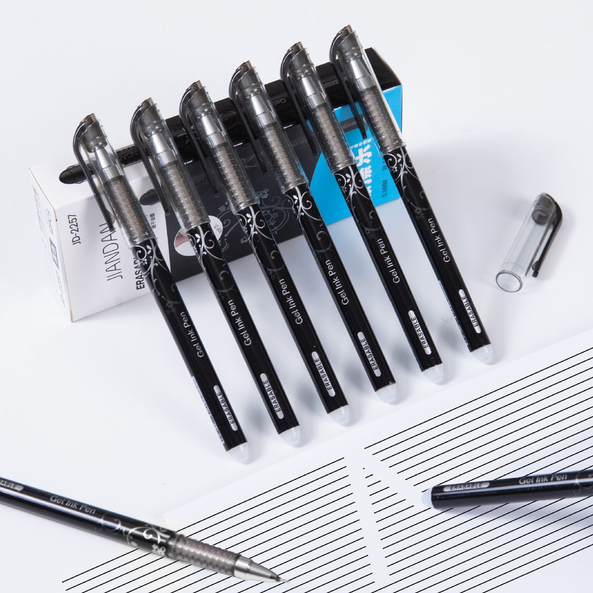 Erasable Black Ink Gel Pen For Writing - 12Pcs