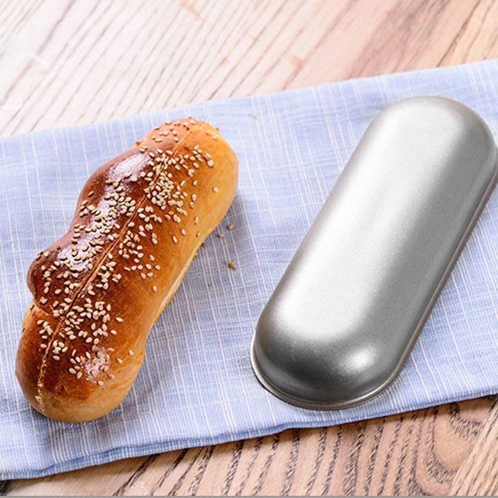 Hot Dog Mold Carbon Steel Sausage Molds Non Stick Bakeware Oval Hotdog Bun Baking Pan for DIY Homemade Bread Tool 3Pcs