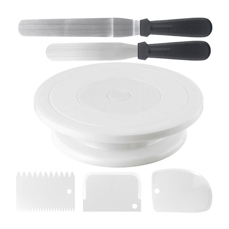 Cake Plate Rotating Cake Stand Decorating Turntable With 2