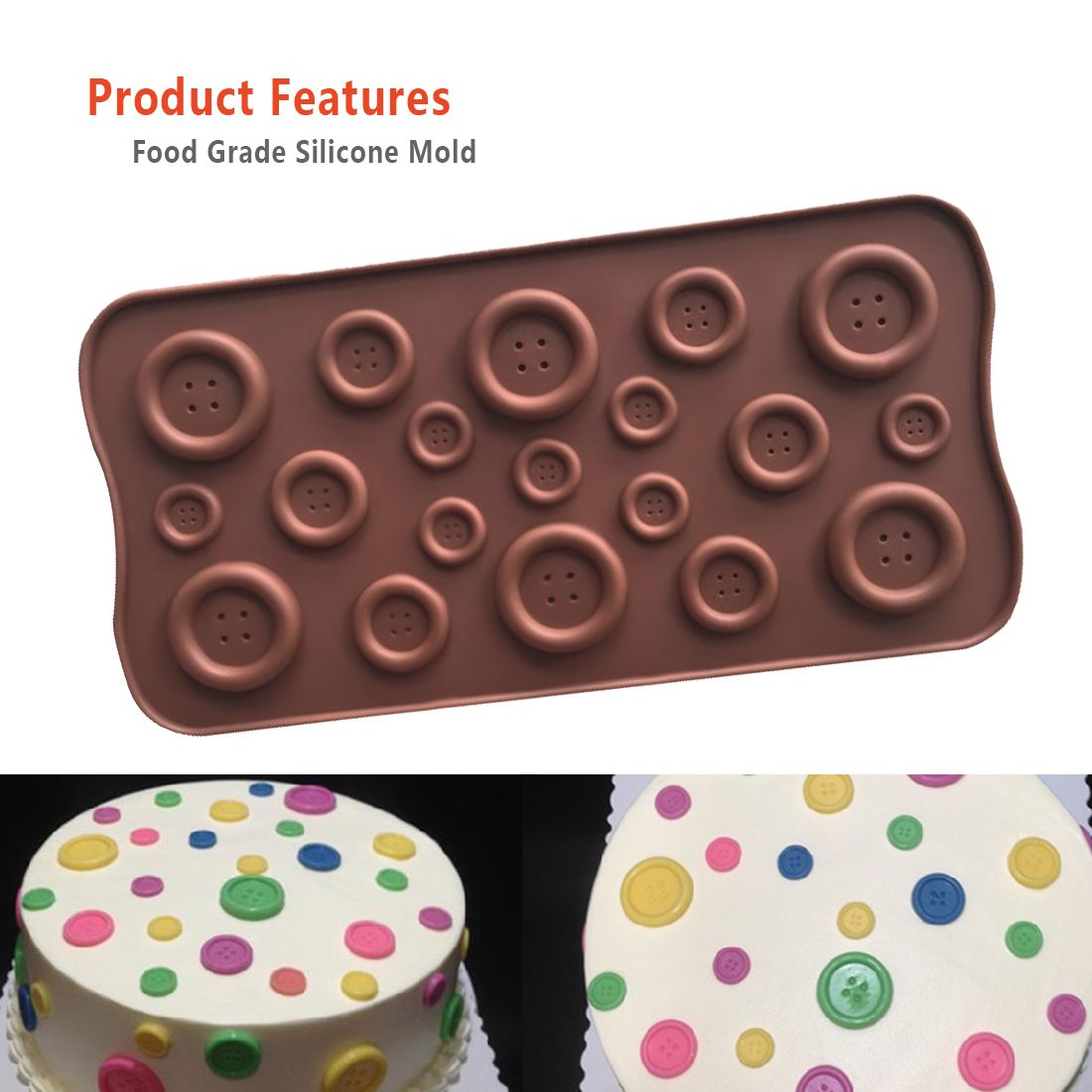 Multi-size Button Form Chocolate Mold Buscuit Candy Bar