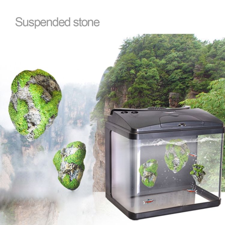 Aquarium Decoration Floating Pumice Suspended Stone Artificial Fish Tank Acuarios Moss Flying Rock Aquatic Ornament Landscape, Middle Size: 8.7 X 14.3cm