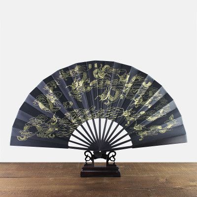 Big Hand Craft Chinese Fan Fan Decoration Traditional Mens Fan Portable Bamboo Held Print Folding Silk 10