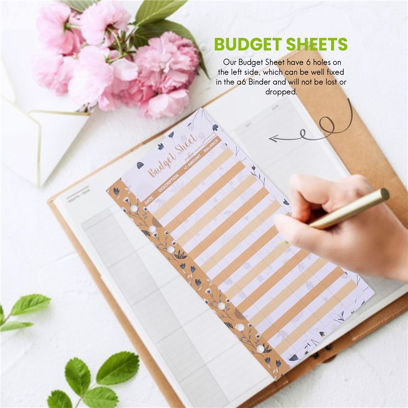 12 Expense Budget Sheets Money Organizer for A6 Budget Binder -for Cash & LEDger Book for Wallet Budget Planner
