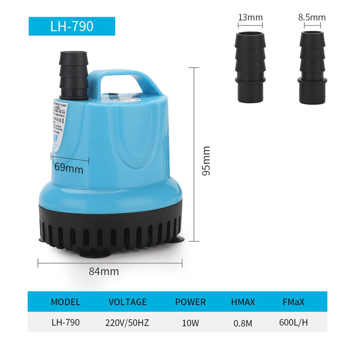 LH-790 10W Submersible Water Pump Quiet Bottom Suction Pump