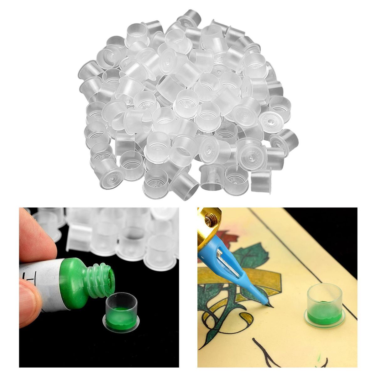 Gazechimp   Ink Cups Cap Free Standing S 100pcs